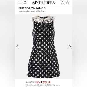 Rebecca Vallance Nicky Hilton Alivia Black Embellished Shift Dress size 2